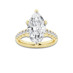 5.43 ctw Marquise Lab-Grown Diamond Pave Engagement Ring in 14K Yellow Gold for Women | E Color, VS1 Clarity, IGI Certified 5.00 ct Center Diamond