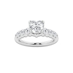 1.29 Ct Heart Lab-Grown Diamond Half Eternity Engagement Ring in Platinum for Female, Colorless (E), VS1 Clarity | IGI Certified, 0.75 Ct Center Diamond