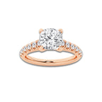 1.91 ctw Cushion Lab-Grown Diamond Pave Engagement Ring in 14K Rose Gold for Women | E Color, VS1 Clarity, IGI Certified 1.50 ct Center Diamond