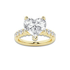 8.66 ctw Heart Lab-Grown Diamond Side Stone Engagement Ring in 14K Yellow Gold for Women | Colorless E, VS1 Clarity, IGI Certified 8.00 Ct Center Diamond