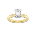 1.50 ctw Emerald Lab-Grown Diamond Solitaire Engagement Ring in 14K White Gold And Yellow Gold for Women | Colorless D, VVS1 Clarity, IGI Certified