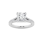 3.33 ctw Asscher Lab-Grown Diamond Split Shank Side Stone Engagement Ring in Platinum for Women | Colorless E, VS1 Clarity, IGI Certified 3.00 ct Center Diamond