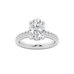 2.90 ctw Oval Lab-Grown Diamond Pave Engagement Ring in 14K White Gold for Women | D Color, VVS1 Clarity, IGI Certified 2.50 ct Center Diamond