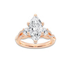 3.10 ctw Marquise Lab-Grown Diamond Side Stone Engagement Ring in 14K Rose Gold for Women | Colorless E, VS1 Clarity, IGI Certified 2.50 ct Center Diamond