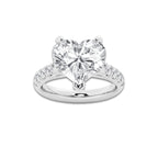 6.55 ctw Heart Lab-Grown Diamond Pave Engagement Ring in Platinum for Women | E Color, VS1 Clarity, IGI Certified 6.00 ct Center Diamond