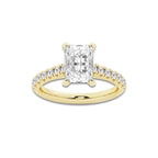 2.41 ctw Radiant Lab-Grown Diamond Pave Engagement Ring in 14K Yellow Gold for Women | D Color, VVS1 Clarity, IGI Certified 2.00 ct Center Diamond