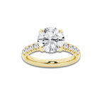 3.93 ctw Round Lab-Grown Diamond Pave Engagement Ring in 14K Yellow Gold for Women | D Color, VVS1 Clarity, IGI Certified 3.50 ct Center Diamond