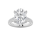 6.44 ctw Oval Lab-Grown Diamond Hidden Halo Side Stone Engagement Ring in Platinum for Women | Colorless D, VVS1 Clarity, IGI Certified 6.00 ct Center Diamond