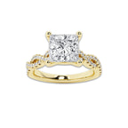 1.75 ctw Princess Lab-Grown Diamond Twisted Shank Engagement Ring in 14K Yellow Gold for Women | E Color, VS1 Clarity, IGI Certified 1.50 ct Center Diamond