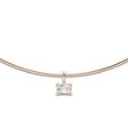 1 1/2 ctw Emerald Lab Grown Diamond Solitaire Pendant with Omega Chain 14K Rose Gold, E, VS1 | 1 1/2 ct Center