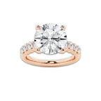 8.66 Ct Round Lab-Grown Diamond Half Eternity Engagement Ring in 14K Rose Gold for Female, Colorless (E), VS1 Clarity | IGI Certified, 8.00 Ct Center Diamond