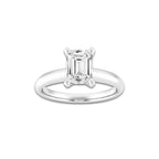 1.50 ctw Emerald Lab-Grown Diamond Minimalist Engagement Ring in 14K White Gold for Women | E Color, VS1 Clarity, IGI Certified