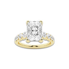 2.54 ctw Radiant Lab-Grown Diamond Side Stone Engagement Ring in 14K Yellow Gold for Women | Colorless E, VS1 Clarity, IGI Certified 2.00 Ct Center Diamond