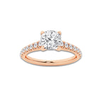 1.39 ctw Cushion Lab-Grown Diamond Pave Engagement Ring in 14K Rose Gold for Women | D Color, VVS1 Clarity, IGI Certified 1.00 ct Center Diamond