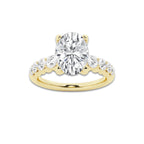 2.04 ctw Oval Lab-Grown Diamond Side Stone Engagement Ring in 14K Yellow Gold for Women | Colorless E, VS1 Clarity, IGI Certified 1.50 Ct Center Diamond