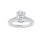1.91 ctw Oval Lab-Grown Diamond Pave Engagement Ring in 14K White Gold for Women | E Color, VS1 Clarity, IGI Certified 1.50 ct Center Diamond