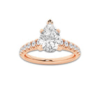 1.91 ctw Pear Lab-Grown Diamond Pave Engagement Ring in 14K Rose Gold for Women | D Color, VVS1 Clarity, IGI Certified 1.50 ct Center Diamond