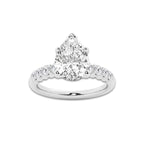 3.54 Ct Pear Lab-Grown Diamond Half Eternity Engagement Ring in Platinum for Female, Colorless (D), VVS1 Clarity | IGI Certified, 3.00 Ct Center Diamond