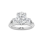 1.98 ctw Oval Lab-Grown Diamond Side Stone Engagement Ring in 14K White Gold for Women | Colorless D, VVS1 Clarity, IGI Certified 1.50 ct Center Diamond