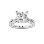 5.29 ctw Princess Lab-Grown Diamond Twisted Shank Engagement Ring in Platinum for Women | D Color, VVS1 Clarity, IGI Certified 5.00 ct Center Diamond