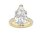 8.55 ctw Pear Lab-Grown Diamond Pave Engagement Ring in 14K Yellow Gold for Women | D Color, VVS1 Clarity, IGI Certified 8.00 ct Center Diamond
