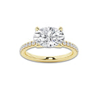 Blaine 3 2/5 ctw Oval Lab Grown Diamond Side Stone Engagement Ring 14K Yellow Gold, D, VVS | IGI Certified, 3 ct Center