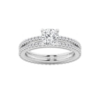 1.69 ctw Cushion Lab-Grown Diamond Double Row Diamond Engagement Ring in Platinum for Women | Colorless D, VVS1 Clarity, IGI Certified 1.00 ct Center Diamond
