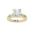 2.25 ctw Asscher Lab-Grown Diamond Twisted Shank Engagement Ring in 14K Yellow Gold for Women | D Color, VVS1 Clarity, IGI Certified 2.00 ct Center Diamond