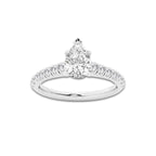 1.14 ctw Pear Lab-Grown Diamond Pave Engagement Ring in Platinum for Women | E Color, VS1 Clarity, IGI Certified 0.75 ct Center Diamond