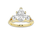 2.62 ctw Pear Lab-Grown Diamond Side Stone Engagement Ring in 14K Yellow Gold for Women | Colorless D, VVS1 Clarity, IGI Certified 2.00 ct Center Diamond