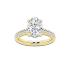 2.90 ctw Oval Lab-Grown Diamond Pave Engagement Ring in 14K Yellow Gold for Women | E Color, VS1 Clarity, IGI Certified 2.50 ct Center Diamond