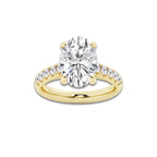 4.43 ctw Oval Lab-Grown Diamond Pave Engagement Ring in 14K Yellow Gold for Women | D Color, VVS1 Clarity, IGI Certified 4.00 ct Center Diamond