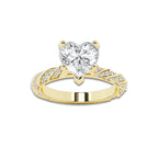 3.92 ctw Heart Lab-Grown Diamond Twisted Band Engagement Ring in 14K Yellow Gold for Women | Colorless E, VS1 Clarity, IGI Certified 3.50 ct Center Diamond