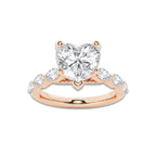 7.48 ctw Heart Lab-Grown Diamond Marquise Side Stone Engagement Ring in 14K Rose Gold for Women | Colorless D, VVS1 Clarity, IGI Certified 7.00 ct Center Diamond