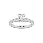 1.39 ctw Asscher Lab-Grown Diamond Pave Engagement Ring in 14K White Gold for Women | D Color, VVS1 Clarity, IGI Certified 1.00 ct Center Diamond