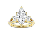 2.62 ctw Marquise Lab-Grown Diamond Side Stone Engagement Ring in 14K Yellow Gold for Women | Colorless D, VVS1 Clarity, IGI Certified 2.00 ct Center Diamond