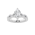 1.00 ctw Marquise Lab-Grown Diamond Twisted Shank Engagement Ring in 14K White Gold for Women | E Color, VS1 Clarity, Not Certified 0.75 ct Center Diamond