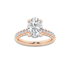 2.90 ctw Oval Lab-Grown Diamond Pave Engagement Ring in 14K Rose Gold for Women | D Color, VVS1 Clarity, IGI Certified 2.50 ct Center Diamond