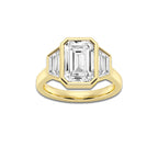 Charis 5 ctw Emerald Lab Grown Diamond Three Stone Engagement Ring 14K Yellow Gold, D, VVS | IGI Certified, 3 1/2 ct Center