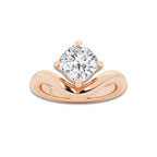 3 ctw Cushion Lab Grown Diamond Curve Ring 14K Rose Gold, E, VS1 | IGI Certified, 3 ct Center