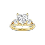 1.48 ctw Heart Lab-Grown Diamond Side Stone Engagement Ring in 14K Yellow Gold for Women | Colorless D, VVS1 Clarity, IGI Certified 1.00 ct Center Diamond