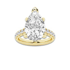 7.55 ctw Pear Lab-Grown Diamond Pave Engagement Ring in 14K Yellow Gold for Women | E Color, VS1 Clarity, IGI Certified 7.00 ct Center Diamond