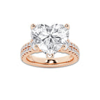 8.96 ctw Heart Lab-Grown Diamond Three Stone Double Row Engagement Ring in 14K Rose Gold for Women | D Color, VVS1 Clarity, IGI Certified 8.00 ct Center Diamond