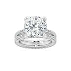 9.22 ctw Cushion Lab-Grown Diamond Double Row Diamond Engagement Ring in Platinum for Women | Colorless D, VVS1 Clarity, IGI Certified 8.00 ct Center Diamond