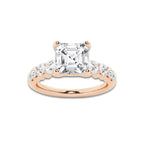 3.54 ctw Asscher Lab-Grown Diamond Side Stone Engagement Ring in 14K Rose Gold for Women | Colorless E, VS1 Clarity, IGI Certified 3.00 Ct Center Diamond