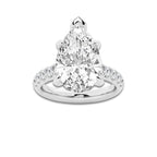 7.55 ctw Pear Lab-Grown Diamond Pave Engagement Ring in 14K White Gold for Women | E Color, VS1 Clarity, IGI Certified 7.00 ct Center Diamond