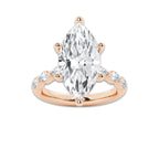 7.48 ctw Marquise Lab-Grown Diamond Marquise Side Stone Engagement Ring in 14K Rose Gold for Women | Colorless E, VS1 Clarity, IGI Certified 7.00 ct Center Diamond