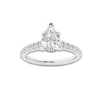 1.39 ctw Pear Lab-Grown Diamond Pave Engagement Ring in 14K White Gold for Women | D Color, VVS1 Clarity, IGI Certified 1.00 ct Center Diamond
