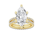 7.22 ctw Marquise Lab-Grown Diamond Double Row Diamond Engagement Ring in 14K Yellow Gold for Women | Colorless D, VVS1 Clarity, IGI Certified 6.00 ct Center Diamond