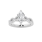 1.25 ctw Marquise Lab-Grown Diamond Twisted Shank Engagement Ring in Platinum for Women | E Color, VS1 Clarity, IGI Certified 1.00 ct Center Diamond